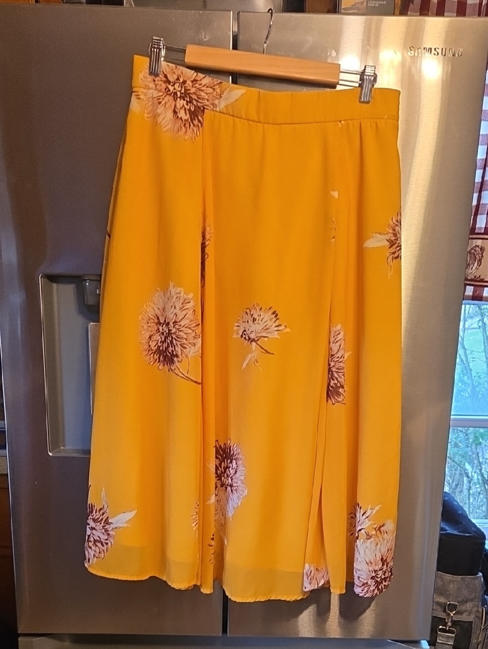 Yellow Floral Midi Skirt